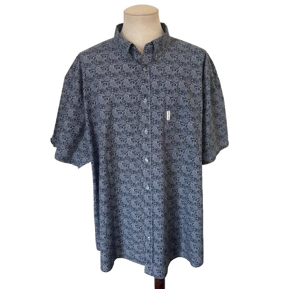 BEN SHERMAN Short Sleeve Shirt Button Sleeve Mens Size 4XL Blue Floral